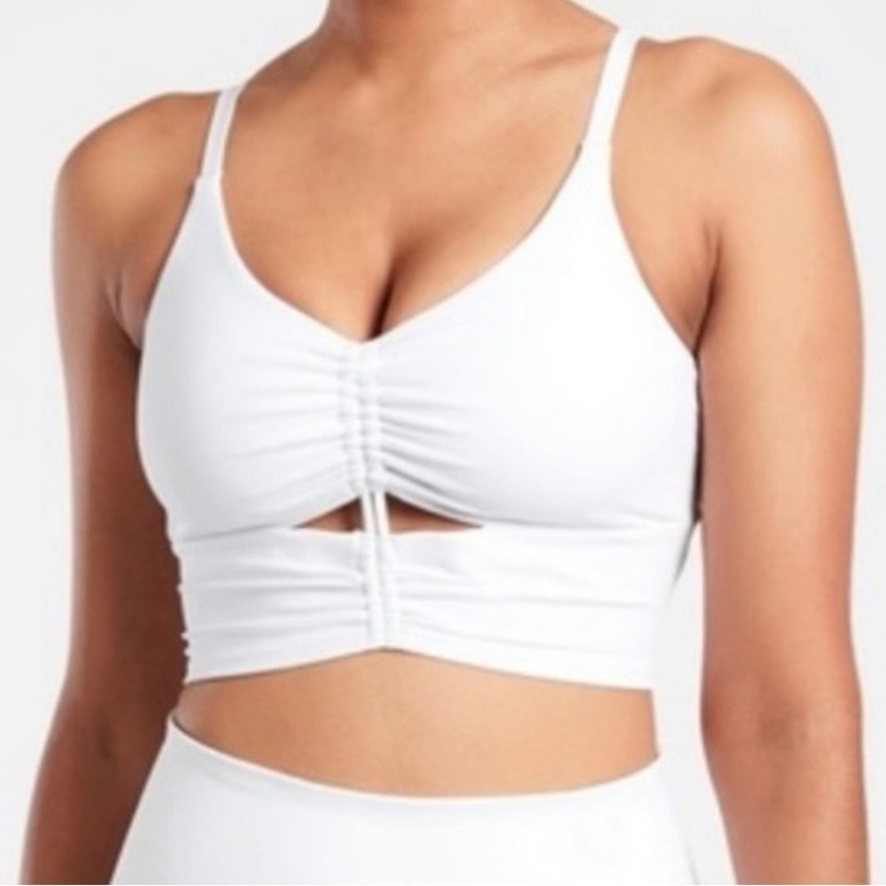 Athleta white cinch longline bra M